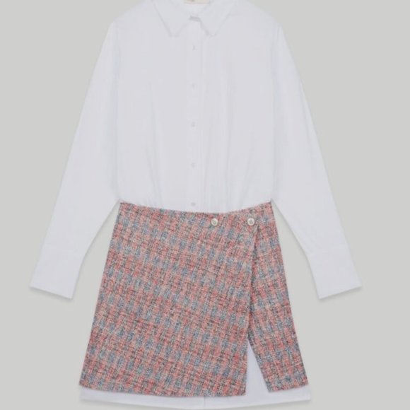 Maje RAJARI Tweed Shirt Mixed Dress - Picture 4 of 4